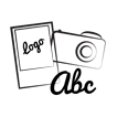 lijntekening van een fotocamera en een fotolijstje met de tekst 'logo'